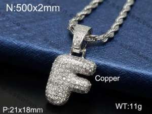 Stainless Steel Stone Necklace - KN84243-WG