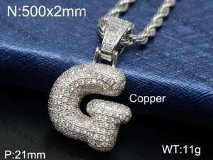 Stainless Steel Stone Necklace - KN84244-WG