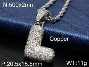Stainless Steel Stone Necklace - KN84249-WG