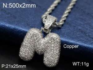 Stainless Steel Stone Necklace - KN84250-WG