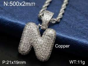 Stainless Steel Stone Necklace - KN84251-WG