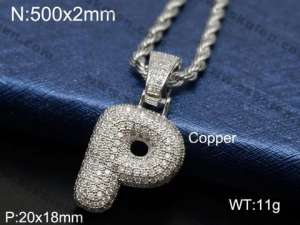 Stainless Steel Stone Necklace - KN84253-WG
