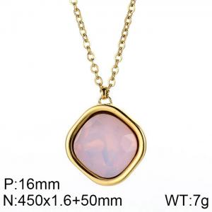 Stainless Steel Stone Necklace - KN84613-GC