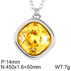 Stainless Steel Stone Necklace - KN84646-GC