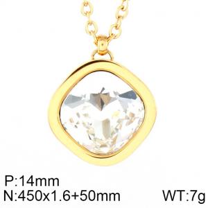 Stainless Steel Stone Necklace - KN84657-GC