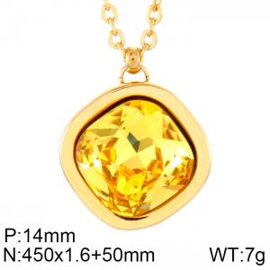 Stainless Steel Stone Necklace - KN84660-GC