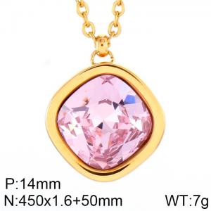 Stainless Steel Stone Necklace - KN84662-GC