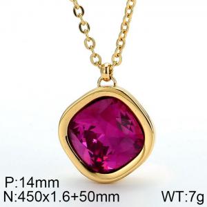 Stainless Steel Stone Necklace - KN84667-GC