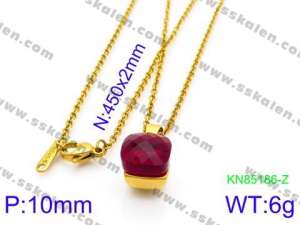Stainless Steel Stone & Crystal Necklace - KN85186-Z