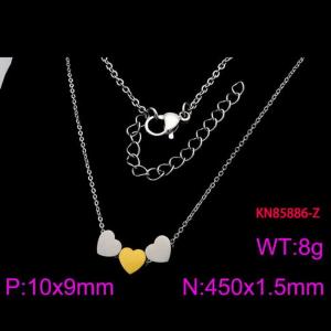 Fashion Jewelry Three Heart Pendants Adjustable Chain Women's Stainless Steel Necklaces - KN85886-ZC