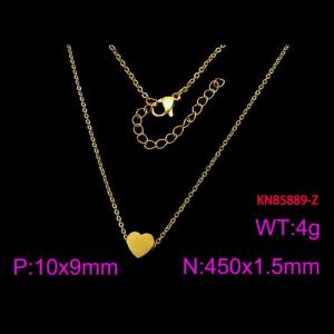 Simple 18K Gold Plated Heart Pendant Adjustable Chain Women's Stainless Steel Necklaces - KN85889-Z
