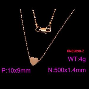 Simple 18K Rose Gold Plated Heart Pendant Bead Chain Women's Stainless Steel Necklaces - KN85890-Z
