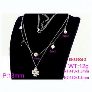 Trend Stainless Steel Pearl Four Leaf Pendant Double Chain Women's Non Fading Jewelry Necklace - KN85906-Z