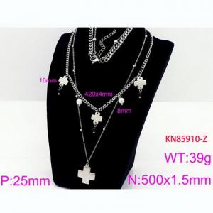 European and American Stainless Steel Cross Pendant Vine Chain Women's Non Fading Jewelry Necklace - KN85910-Z