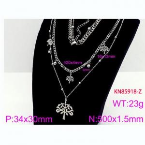 Fashion Bead Tree Necklace Double Chain Non Fading Stainless Steel Jewelry Necklaces - KN85918-Z