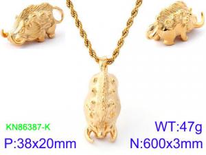 SS Gold-Plating Necklace - KN86387-K