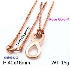 Rose Gold Infinity Pedant Necklace with Rope Chain - KN86540-Z