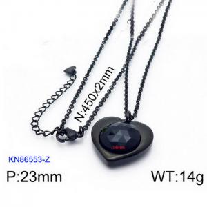 Black Gold Plating Pedant Necklace with 14mm Black Heart Crystal - KN86553-Z