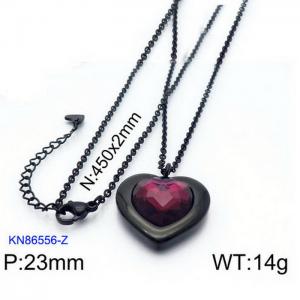 Black Gold Plating Pedant Necklace with 14mm Purple Heart Crystal - KN86556-Z
