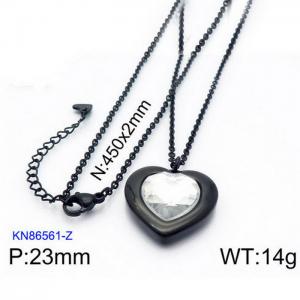 Black Gold Plating Pedant Necklace with 14mm White Heart Crystal - KN86561-Z