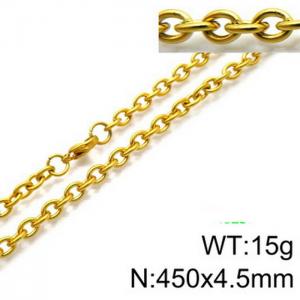 Stainless Steel Necklaces For Women Men Gold Color Lobster Claw Clasp Cuban Link Chain 450×4.5mm Choker Fashion Jewelry Gifts - KN87048-Z