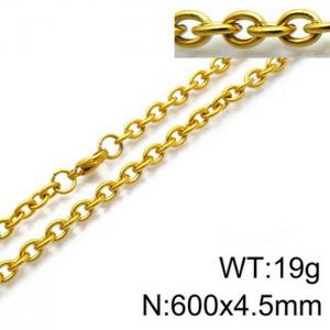 Stainless Steel Necklaces For Women Men Gold Color Lobster Claw Clasp Cuban Link Chain  600×4.5mm Choker Fashion Jewelry Gifts - KN87051-Z