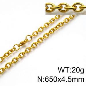 Stainless Steel Necklaces For Women Men Gold Color Lobster Claw Clasp Cuban Link Chain  650×4.5mm Choker Fashion Jewelry Gifts - KN87052-Z