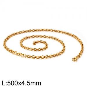 Stainless Steel Necklaces For Women Men Gold Color Lobster Claw Clasp Cuban Link Chain  650×4.5mm Choker Fashion Jewelry Gifts - KN87052-Z