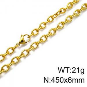 Stainless Steel Necklaces For Women Men Gold Color Lobster Claw Clasp Cuban Link Chain  450×6mm Choker Fashion Jewelry Gifts - KN87060-Z