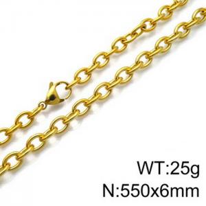 Stainless Steel Necklaces For Women Men Gold Color Lobster Claw Clasp Cuban Link Chain  550×6mm Choker Fashion Jewelry Gifts - KN87062-Z