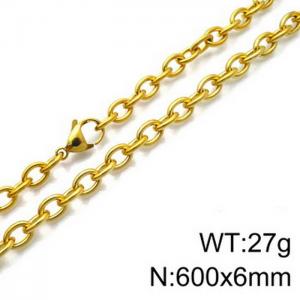 Stainless Steel Necklaces For Women Men Gold Color Lobster Claw Clasp Cuban Link Chain  600×6mm Choker Fashion Jewelry Gifts - KN87063-Z