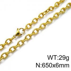 Stainless Steel Necklaces For Women Men Gold Color Lobster Claw Clasp Cuban Link Chain  650×6mm Choker Fashion Jewelry Gifts - KN87064-Z