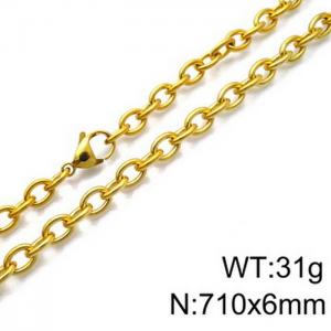 Stainless Steel Necklaces For Women Men Gold Color Lobster Claw Clasp Cuban Link Chain  710×6mm Choker Fashion Jewelry Gifts - KN87065-Z