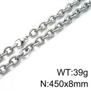 Stainless Steel Necklaces For Women Men Silver Color Lobster Claw Clasp Cuban Link Chain  450×8mm Choker Fashion Jewelry Gifts - KN87066-Z