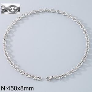 Stainless Steel Necklaces For Women Men Silver Color Lobster Claw Clasp Cuban Link Chain  450×8mm Choker Fashion Jewelry Gifts - KN87066-Z