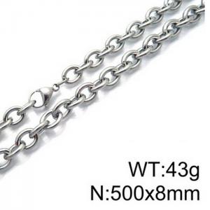 Stainless Steel Necklaces For Women Men Silver Color Lobster Claw Clasp Cuban Link Chain  500×8mm Choker Fashion Jewelry Gifts - KN87067-Z