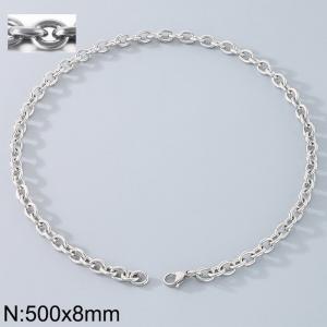 Stainless Steel Necklaces For Women Men Silver Color Lobster Claw Clasp Cuban Link Chain  500×8mm Choker Fashion Jewelry Gifts - KN87067-Z