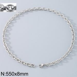 Stainless Steel Necklaces For Women Men Silver Color Lobster Claw Clasp Cuban Link Chain  550×8mm Choker Fashion Jewelry Gifts - KN87068-Z