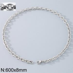 Stainless Steel Necklaces For Women Men Silver Color Lobster Claw Clasp Cuban Link Chain  600×8mm Choker Fashion Jewelry Gifts - KN87069-Z