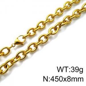 Stainless Steel Necklaces For Women Men Gold Color Lobster Claw Clasp Cuban Link Chain  450×8mm Choker Fashion Jewelry Gifts - KN87072-Z