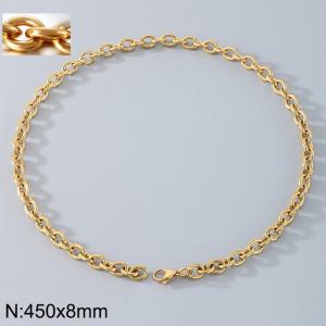 Stainless Steel Necklaces For Women Men Gold Color Lobster Claw Clasp Cuban Link Chain  450×8mm Choker Fashion Jewelry Gifts - KN87072-Z