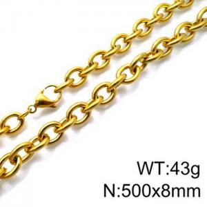 Stainless Steel Necklaces For Women Men Gold Color Lobster Claw Clasp Cuban Link Chain  500×8mm Choker Fashion Jewelry Gifts - KN87073-Z