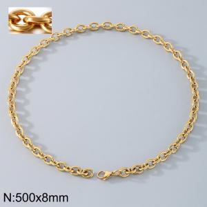 Stainless Steel Necklaces For Women Men Gold Color Lobster Claw Clasp Cuban Link Chain  500×8mm Choker Fashion Jewelry Gifts - KN87073-Z