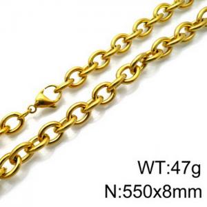 Stainless Steel Necklaces For Women Men Gold Color Lobster Claw Clasp Cuban Link Chain 550×8mm Choker Fashion Jewelry Gifts - KN87074-Z