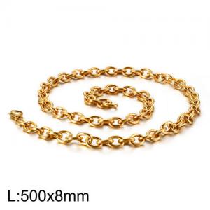 Stainless Steel Necklaces For Women Men Gold Color Lobster Claw Clasp Cuban Link Chain 550×8mm Choker Fashion Jewelry Gifts - KN87074-Z