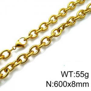 Stainless Steel Necklaces For Women Men Gold Color Lobster Claw Clasp Cuban Link Chain  600×8mm Choker Fashion Jewelry Gifts - KN87075-Z
