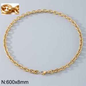 Stainless Steel Necklaces For Women Men Gold Color Lobster Claw Clasp Cuban Link Chain  600×8mm Choker Fashion Jewelry Gifts - KN87075-Z