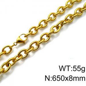 Stainless Steel Necklaces For Women Men Gold Color Lobster Claw Clasp Cuban Link Chain  650×8mm Choker Fashion Jewelry Gifts - KN87076-Z