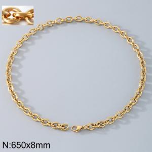 Stainless Steel Necklaces For Women Men Gold Color Lobster Claw Clasp Cuban Link Chain  650×8mm Choker Fashion Jewelry Gifts - KN87076-Z