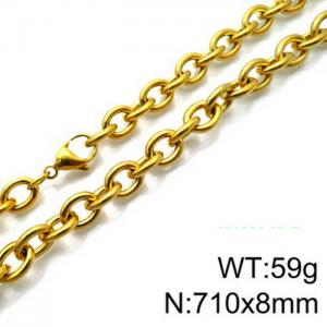 Stainless Steel Necklaces For Women Men Gold Color Lobster Claw Clasp Cuban Link Chain  710×8mm Choker Fashion Jewelry Gifts - KN87077-Z